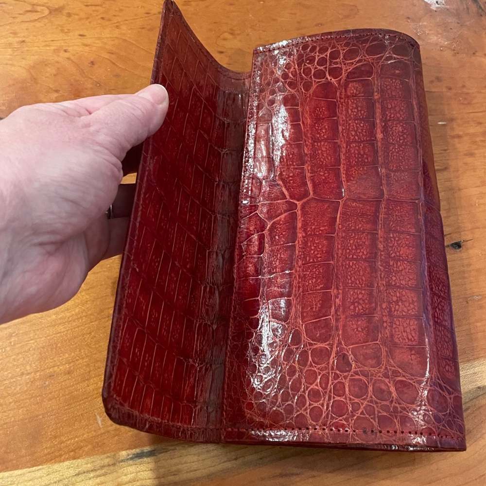 ANGELA ALVAREZ ‘Patricia’ Luxury Vintage Real Croc Clutch. Very Rare! VGUC. 🔥 - Picture 5 of 16